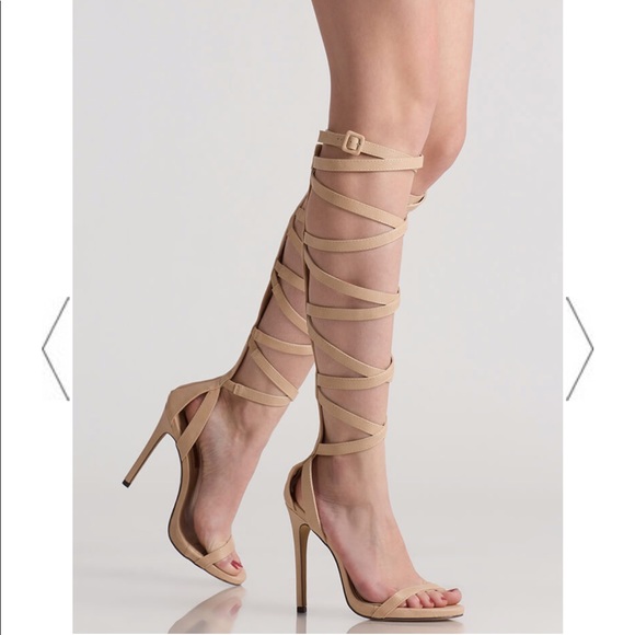 Nude gladiator heeled sandals 👡 - Picture 1 of 3
